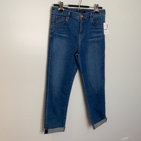 J Brand Women Ruby High-Rise Cropped Cigarette Medium Wash Denim Jeans Size 10 - Picture 2 of 12